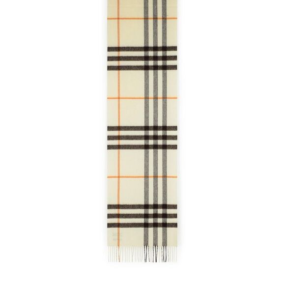 Burberry 'Mu Giant Check' White Cashmere Scarf Women